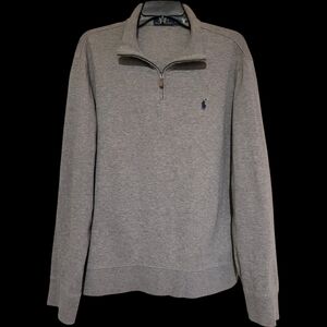 Ralph Lauren Long Sleeve Quarter Zip Mens Shirt Gray, Blue Pony Large